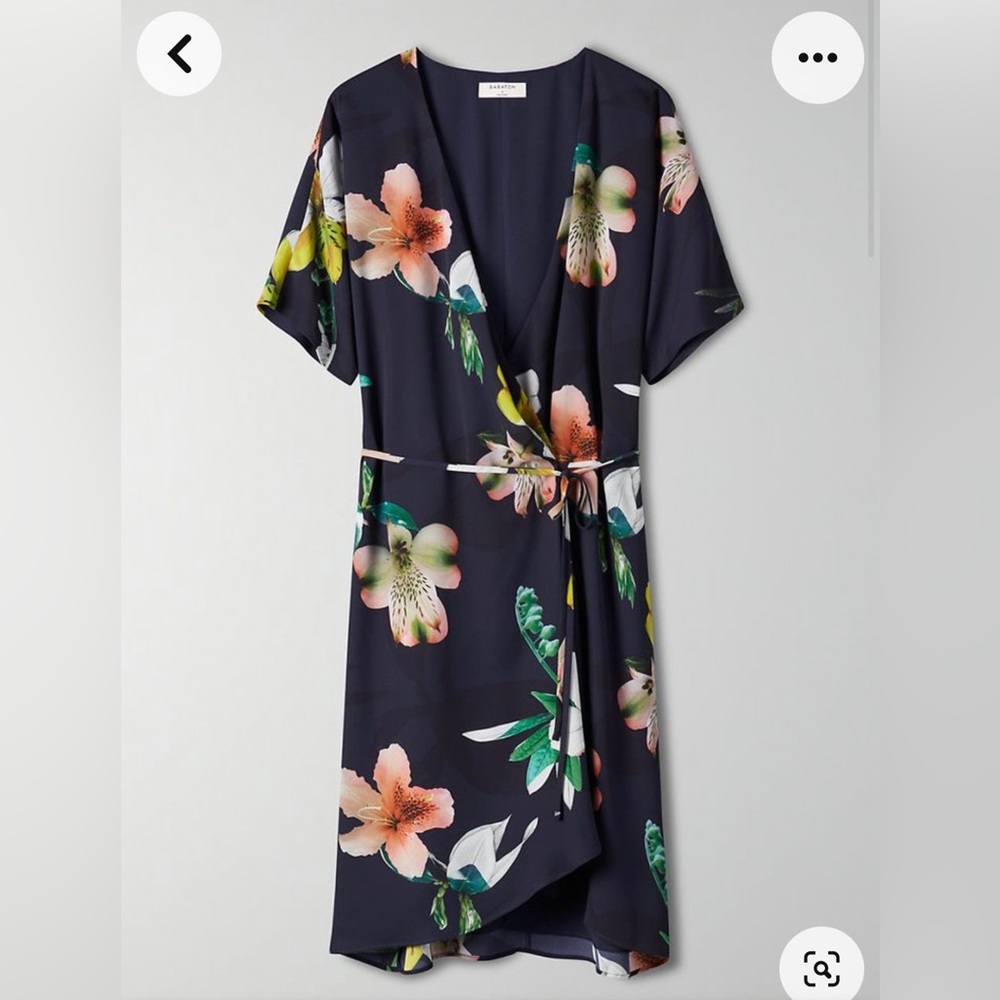 Aritzia Babaton Wallace Wrap Dress in Navy Floral